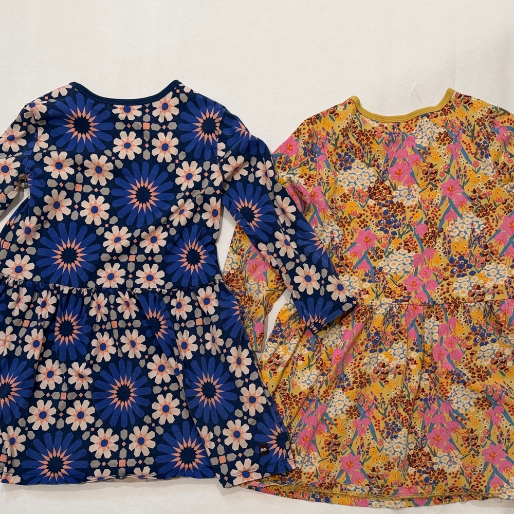 Tea Collection Girls' Floral Knit Dresses - Blue & Yellow - Picture 3 of 3